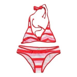 Agua Doce Striped Halter Neck Bikini NWT